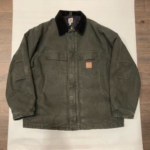 RARE Carhartt C26 GREEN Arctic Duck quilt lined jacket size XL x2 HOODS chore